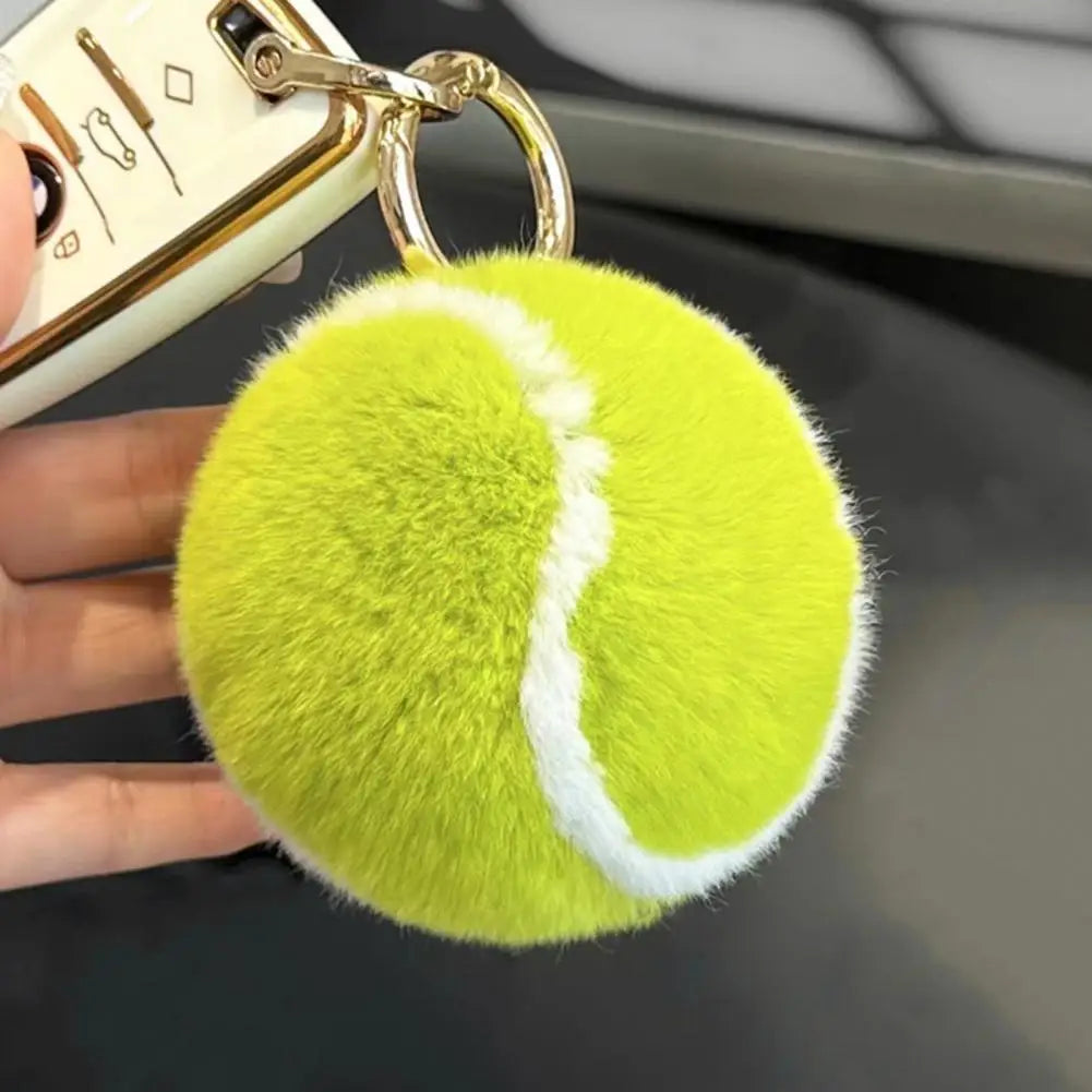 Fluffy Tennis Ball Keychain